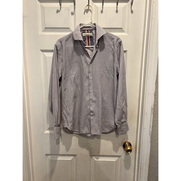 Luchiano Visconti Men's Medium Button Up Shirt‎ Lavender Blue Paisley Cotton - Picture 1 of 8